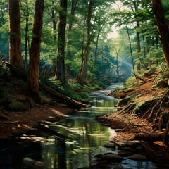 beautiful landscape with a river and a mountain