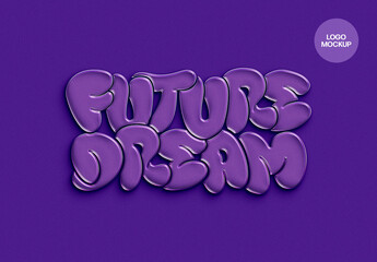 Purple Plastic Chrome Text And Logo Mockup