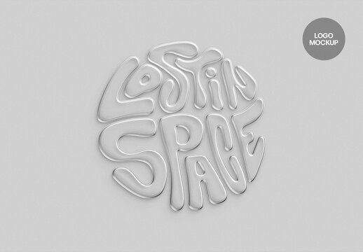 Grey Plastic Chrome Text And Logo Mockup