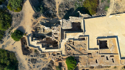 Aerial pictures made with a dji mini 4 pro drone over the Tombs of the Kings in Paphos, Cyprus.