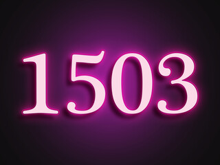 Pink glowing Neon light text effect of number 1503.