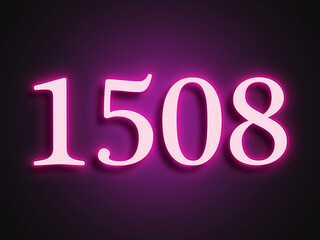 Pink glowing Neon light text effect of number 1508.