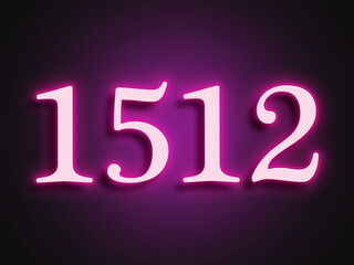 Pink glowing Neon light text effect of number 1512.