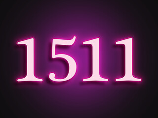Pink glowing Neon light text effect of number 1511.