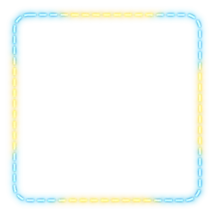Fotobehang blue yellow square frame line stitch and neon light © bank