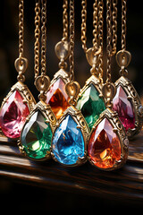 Luxurious Gemstone Necklaces: Colorful and precious stone jewelry.