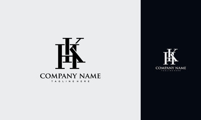 Initial Letter HK or KH Logo,Typography Vector Template design