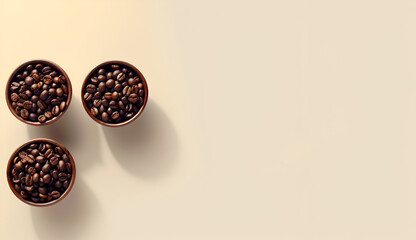 Naklejka premium Coffee beans in wooden bowl.