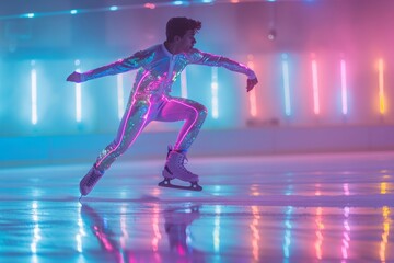 Fototapeta na wymiar Figure Skater in a Dazzling Performance
