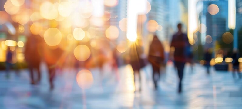 people walking on busy city street, urban background