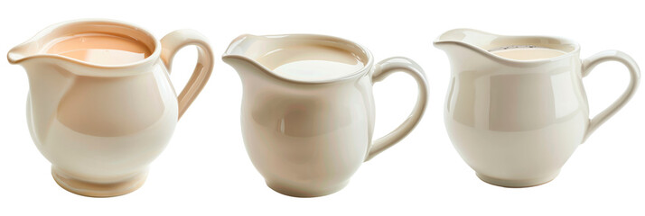 Set of creamer, isolated on transparent background