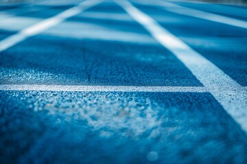 Vivid Close-Up of Blue Running Track Highlighting Resilience