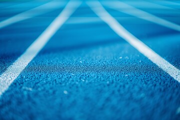 Close-Up of Blue Running Track Conveying Competition