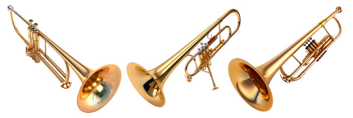 Set of trombone isolated on transparent background