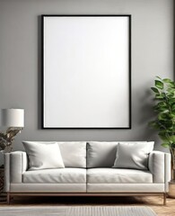 Close-up frame mockup in living room interior, 3d rendering
