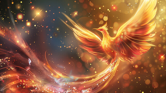 spirit animal mystical phenix shamanism fire bird - by generative ai