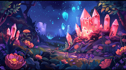 crystal quartz forest fantasy fairy tale gemstone - by generative ai