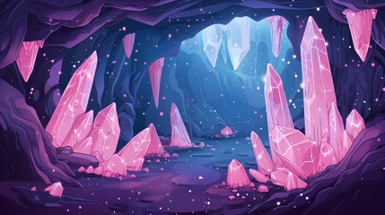 Zelfklevend Fotobehang crystal quartz cave cavern fantasy fairy tale gemstone - by generative ai © CEVmemories