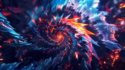 Deurstickers fractal spiral psychedelic - by generative ai © CEVmemories