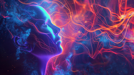 human mind consciousness psychedelic - by generative ai - obrazy, fototapety, plakaty
