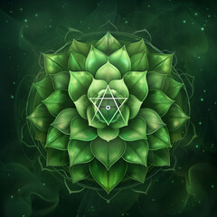 Green heart chakra sacred geometry spiritual - by generative ai