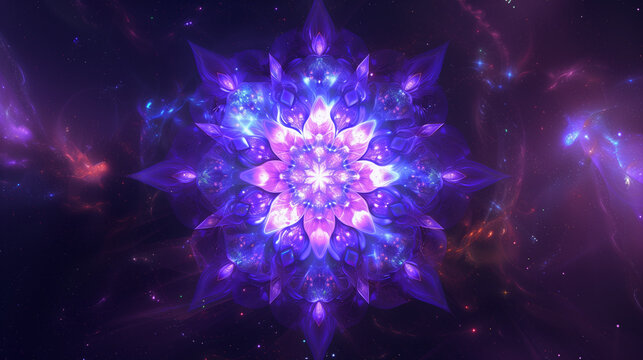 purple sacred geometry violet flame chakra spiritual awakening new age - by generative ai
