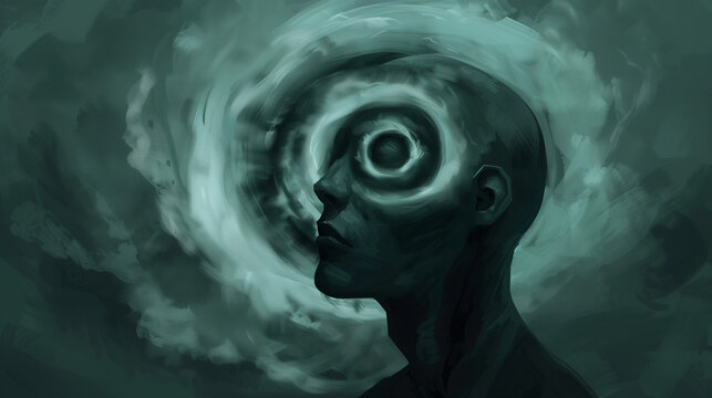 hypnosis deep consciousness mind meditation darkness  - by generative ai