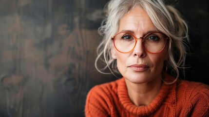 Optometry and Eyewear, vision care for older adults. Sophisticated Elderly Woman with Fashionable Glasses