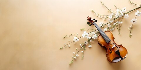 The violin has been generated  background, abstraction, instruments, guitar, violin, hobby, background, minimalism, style, image, flowers, musical instrument, july background, blue, blue flowers,
