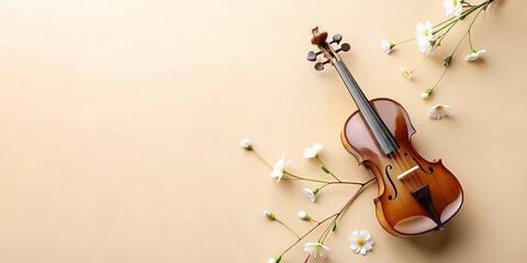 The violin has been generated background, abstraction, instruments, guitar, violin, hobby, background, minimalism, style, image, flowers, musical instrument, july background, blue, blue flowers,