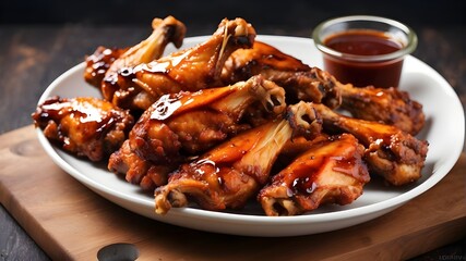 BBQ chicken wings with a dash of barbecue sauce