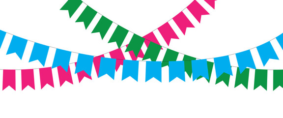  Triangular flag in a colorful celebration. colorful party 2D triangle flag on transparent background.  Illustration material: colorful triangle flag · Decorative colorful pennants for birthday party.