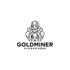 Gold miner logo vector illustration