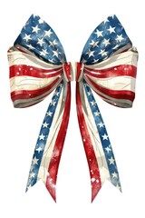 bow tie with American flag pattern. Holiday symbol. Flat illustration