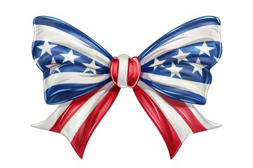 bow tie with American flag pattern. Holiday symbol. Flat illustration