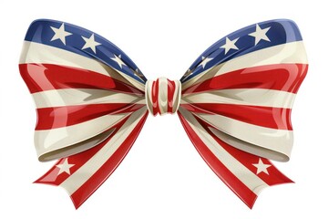 bow tie with American flag pattern. Holiday symbol. Flat illustration