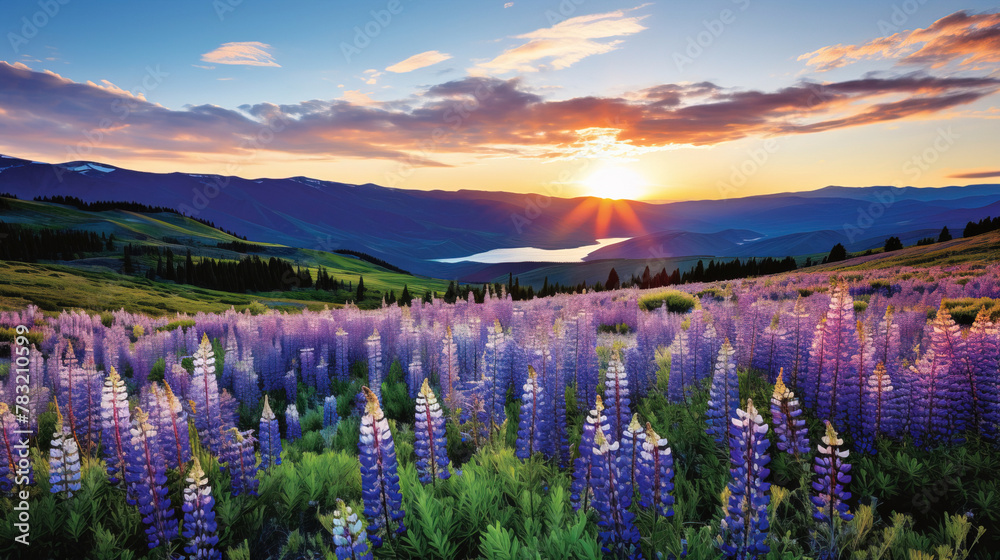 Wall mural field of flowers.