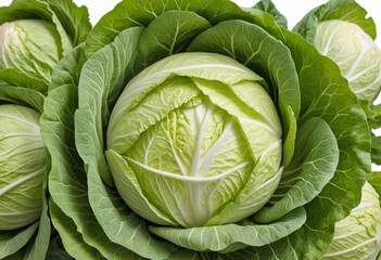 Fototapeta premium Fresh Chinese cabbage on isolated white background , juicy and fresh, top view, Flat lay, no shadows