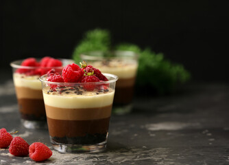 jelly dessert in a glass with fresh berries