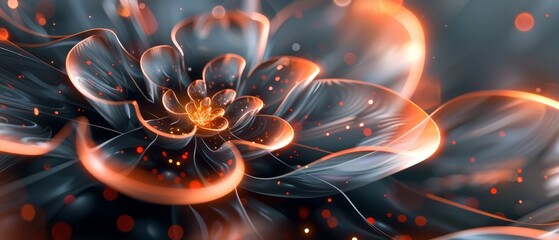 Obraz premium Abstract 3D minimalist digital petals, softly glowing, symbolizing tech growth