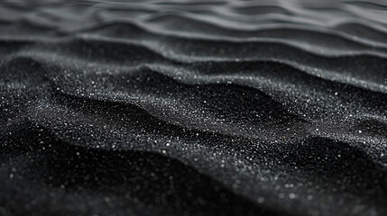 Shiny black crumpled fabric texture ,Black sand waves as background ,Raw sand texture on clear backdrop, Black and white grainy dot grime design - obrazy, fototapety, plakaty