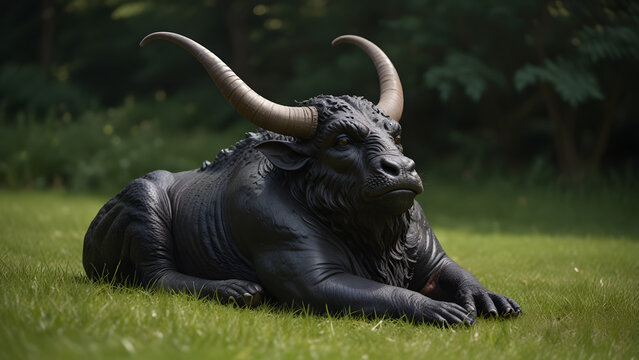 Grand Asmodeus Taking Rest in Lush Green Grass