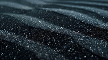 Shiny black crumpled fabric texture ,Black sand waves as background ,Raw sand texture on clear backdrop, Black and white grainy dot grime design - obrazy, fototapety, plakaty