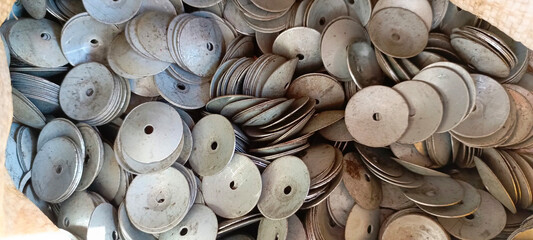 pile of steel Bonded Washers for roofing HD background