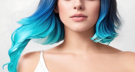 Fototapeta premium Woman with blue hair.