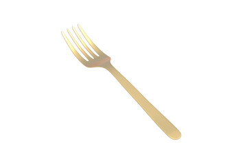 Golden fork isolated on white background. 3d render