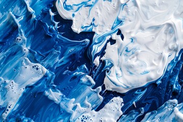 Abstract background of vivid blue and white color mixing with different tints creating uneven surface - obrazy, fototapety, plakaty