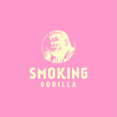 Smoking gorilla logo vector illustration