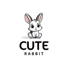 Cute rabbit, mascot logo vector illustration