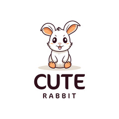 Cute rabbit, mascot logo vector illustration